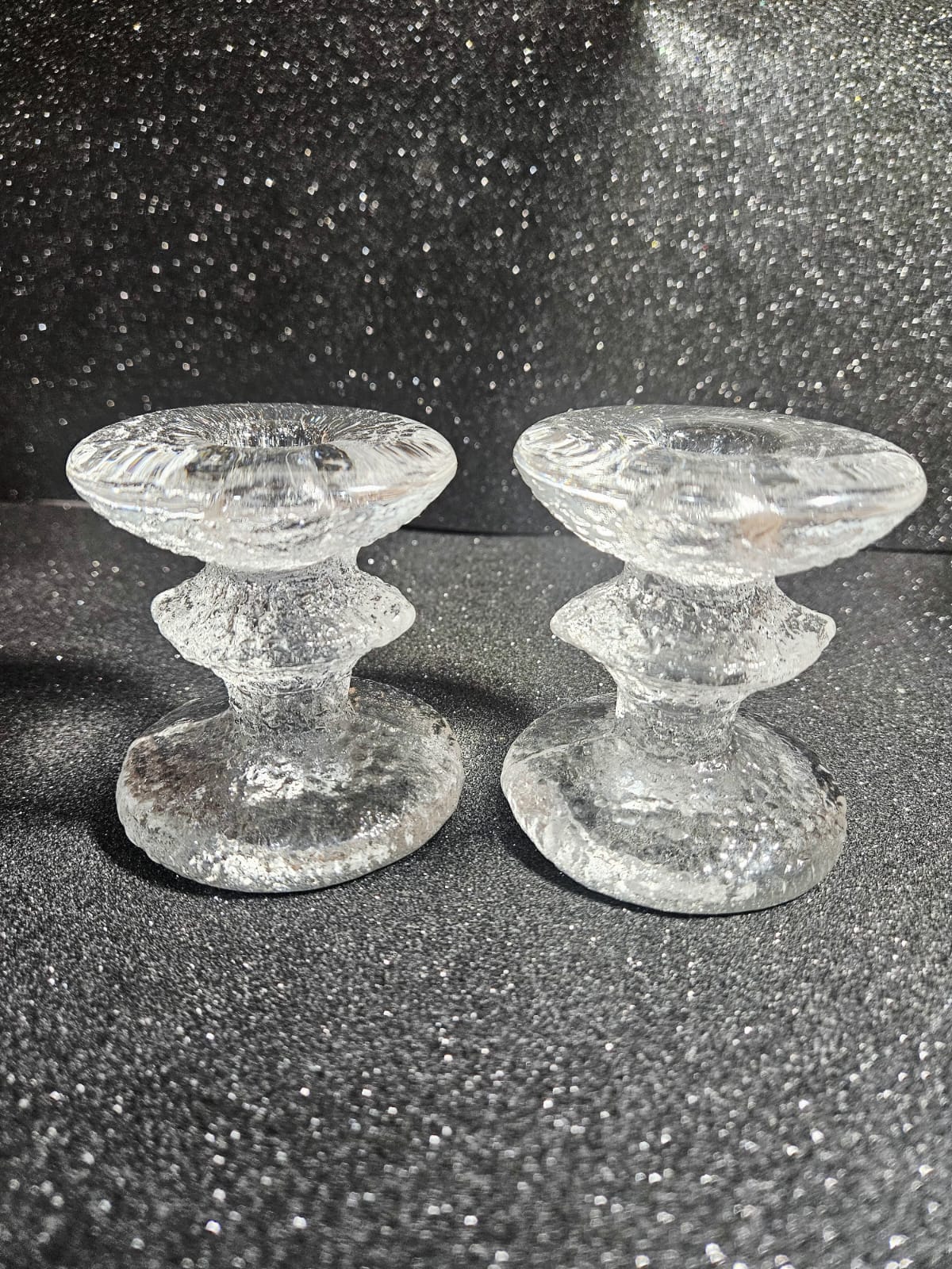 2 x Vintage Iittala Festivo Candle Holders- Design by Timo Sarpaneva circa 1960s