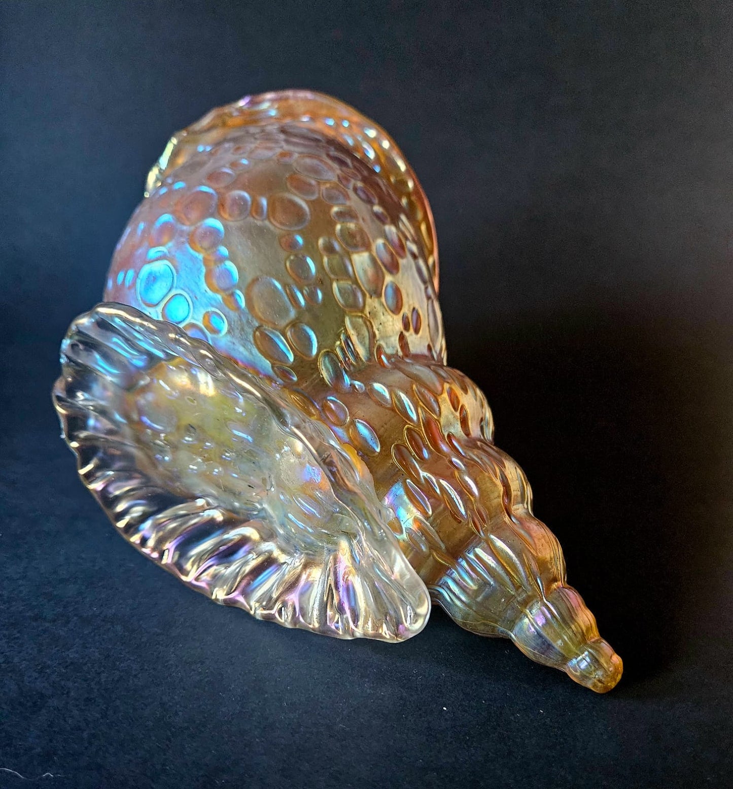 Loetz Austrian Art Glass "Candia Papillon" Gold Iridescent Conche Shell Vase c1900