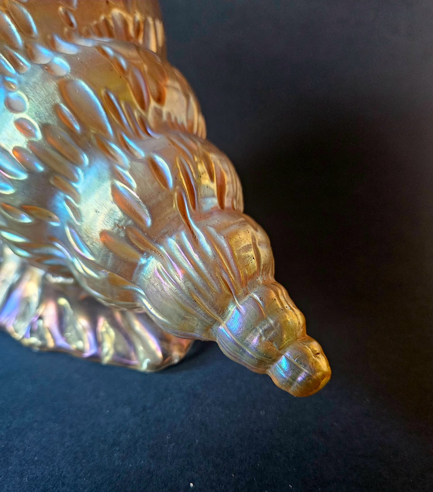 Loetz Austrian Art Glass "Candia Papillon" Gold Iridescent Conche Shell Vase c1900