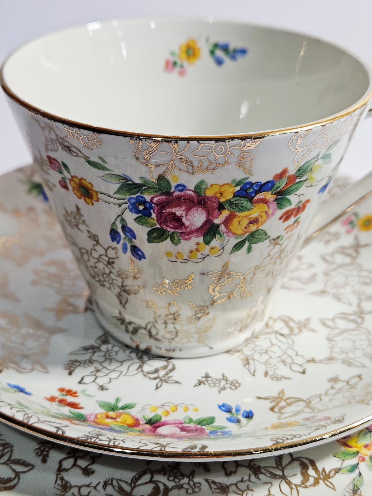 Lord Nelson Ware Trio - Chintz Floral Gold "Rose time"- Pattern 2528