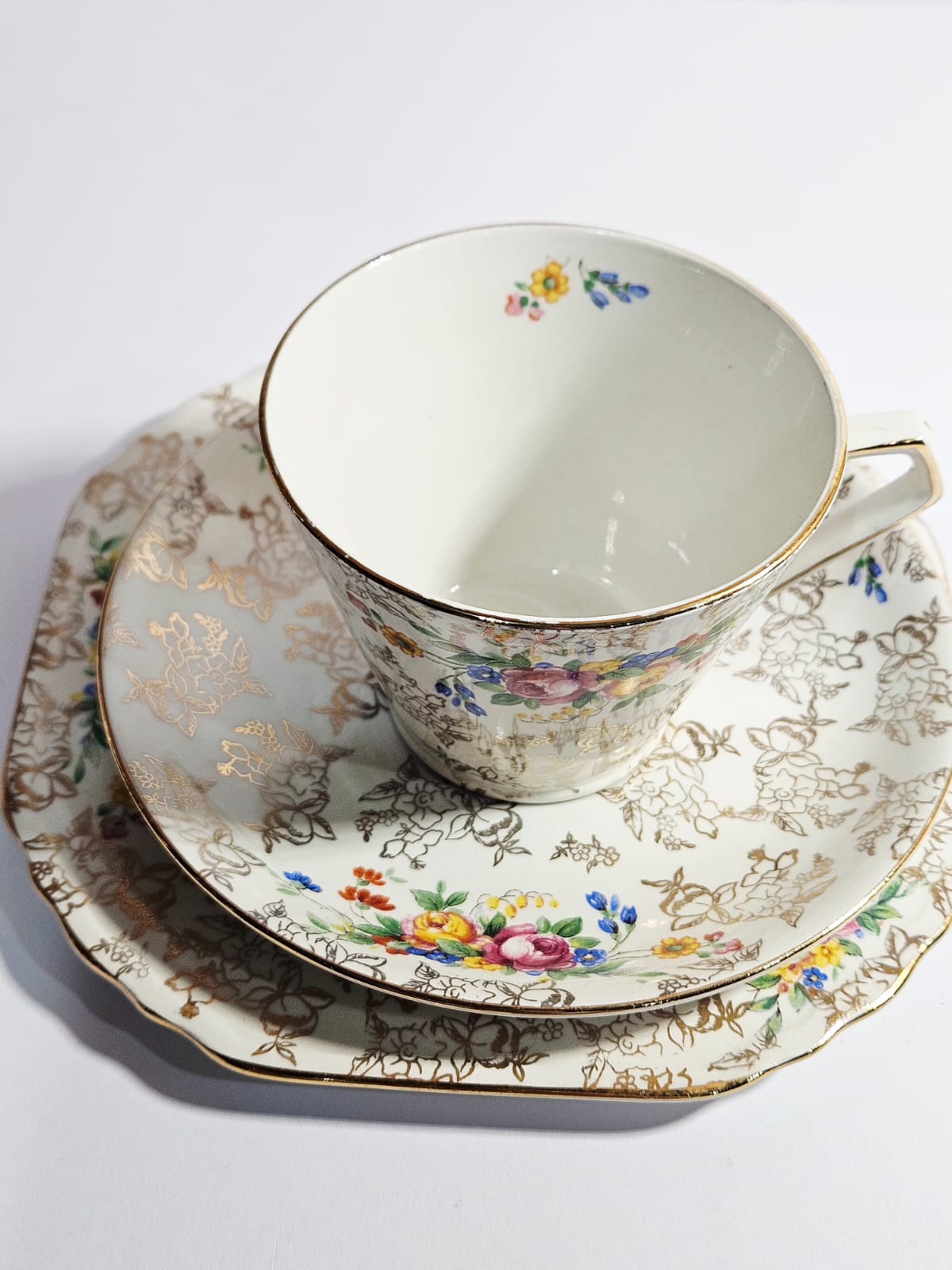 Lord Nelson Ware Trio - Chintz Floral Gold "Rose time"- Pattern 2528