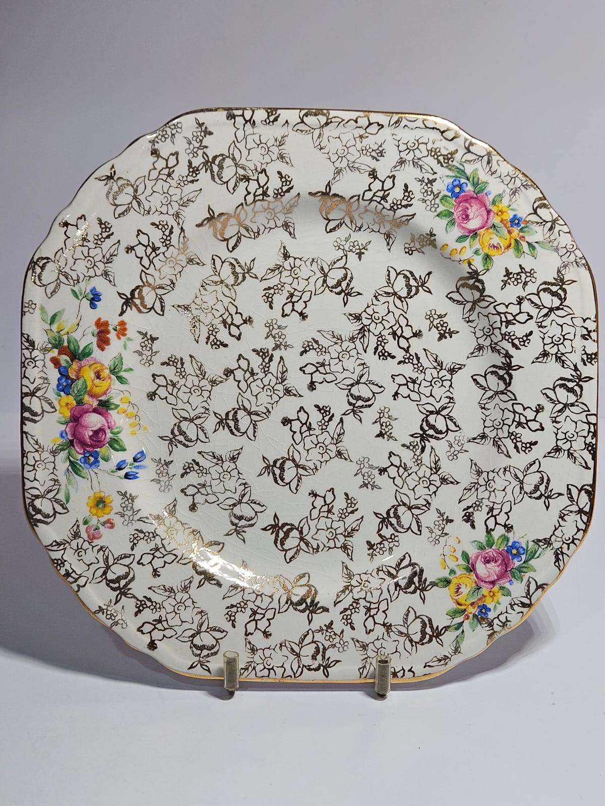 Lord Nelson Ware Trio - Chintz Floral Gold "Rose time"- Pattern 2528