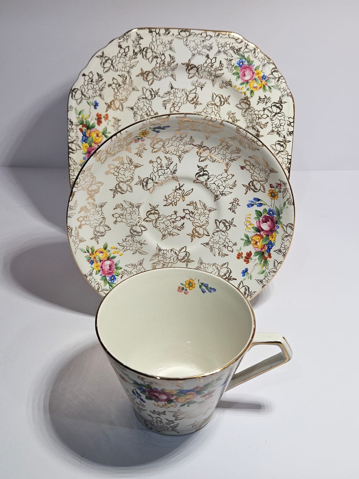 Lord Nelson Ware Trio - Chintz Floral Gold "Rose time"- Pattern 2528