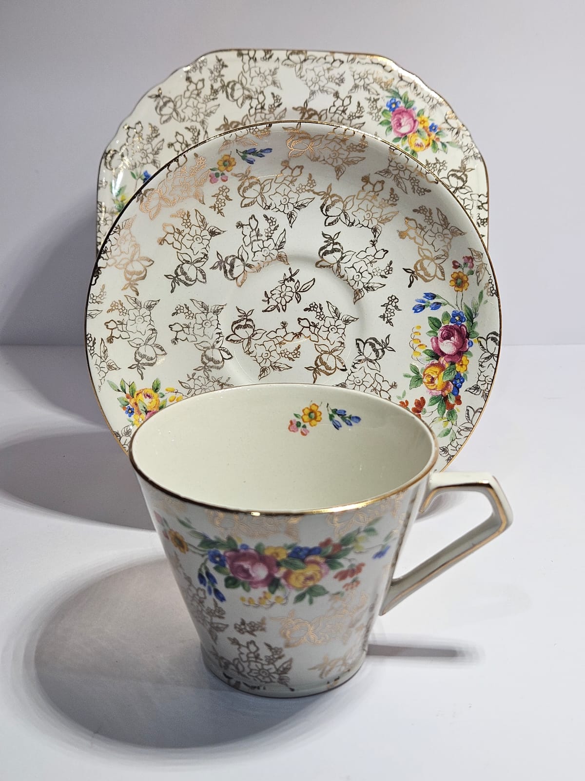 Lord Nelson Ware Trio - Chintz Floral Gold "Rose time"- Pattern 2528