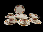 Service de table partiel 19 pièces en porcelaine fine Lu Pad « Cottage Rose » de Taïwan