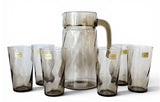 Vintage Luminarc Verrerie d’Arques 'Tornado' set of Smoked Glass Jug set