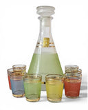 1950s Liqueur / Decanter / Glasses Set of 7 "LUXHEM" France Vintage 1960