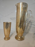 Vintage French Gold Pinstripe Jug and goblet 1960s