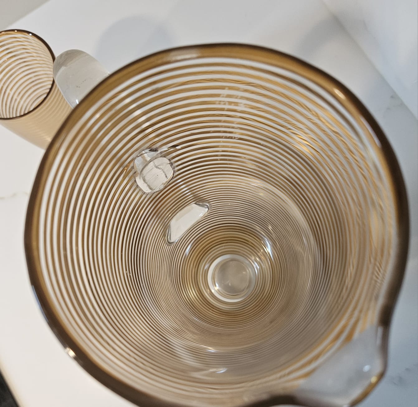 Vintage French Gold Pinstripe Jug and goblet 1960s