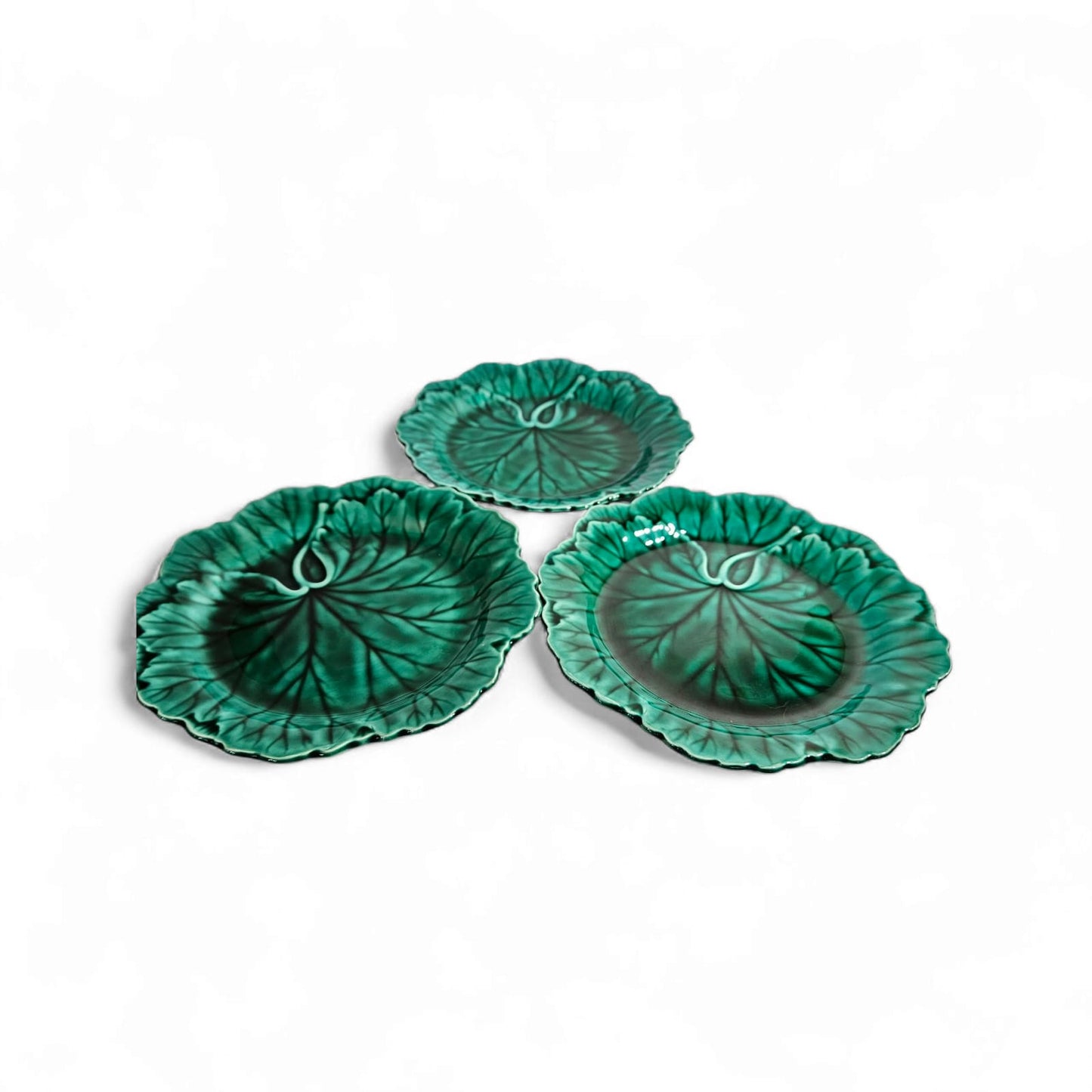 1940s Wedgwood Cabbage Leaf Majolica Plates (3)