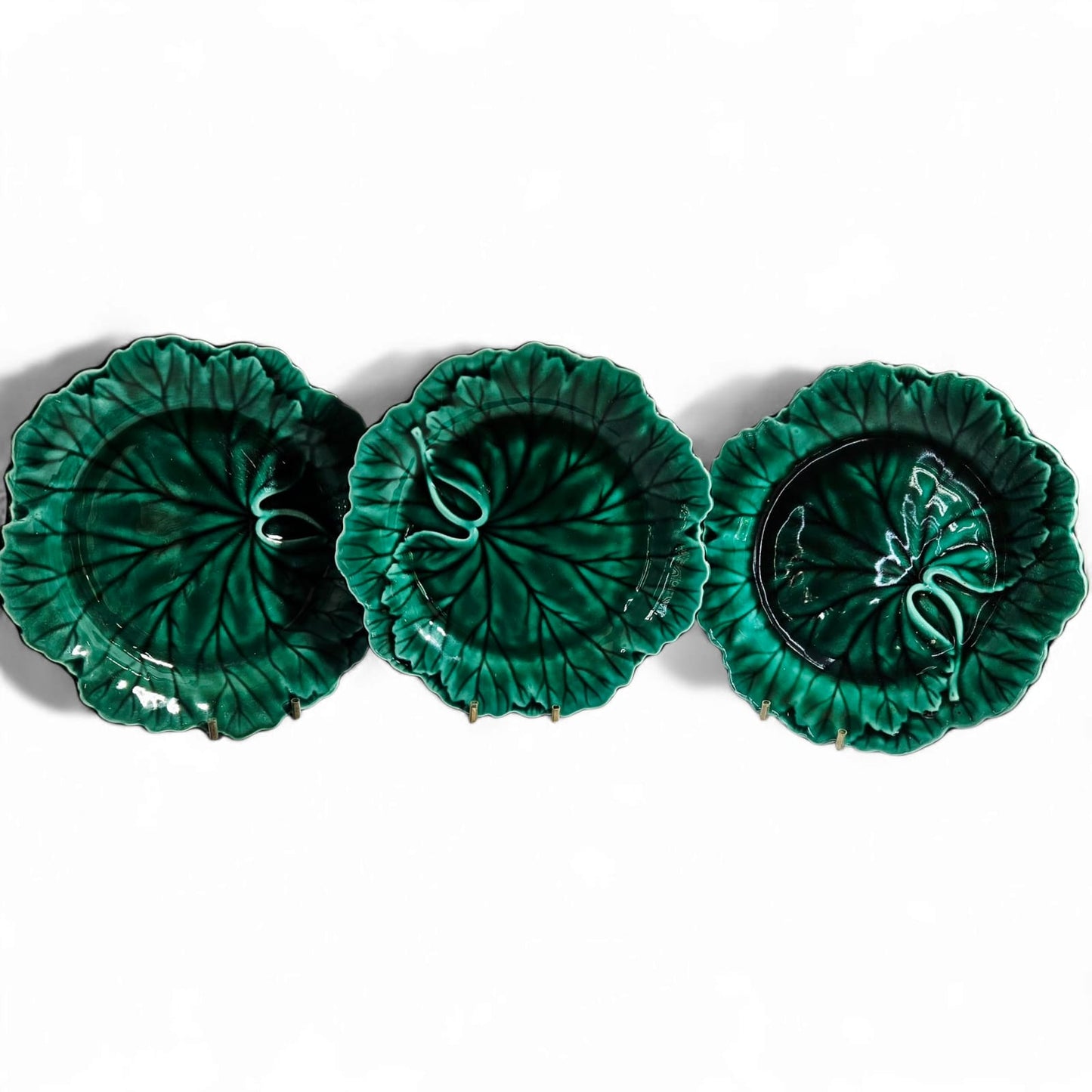 1940s Wedgwood Cabbage Leaf Majolica Plates (3)