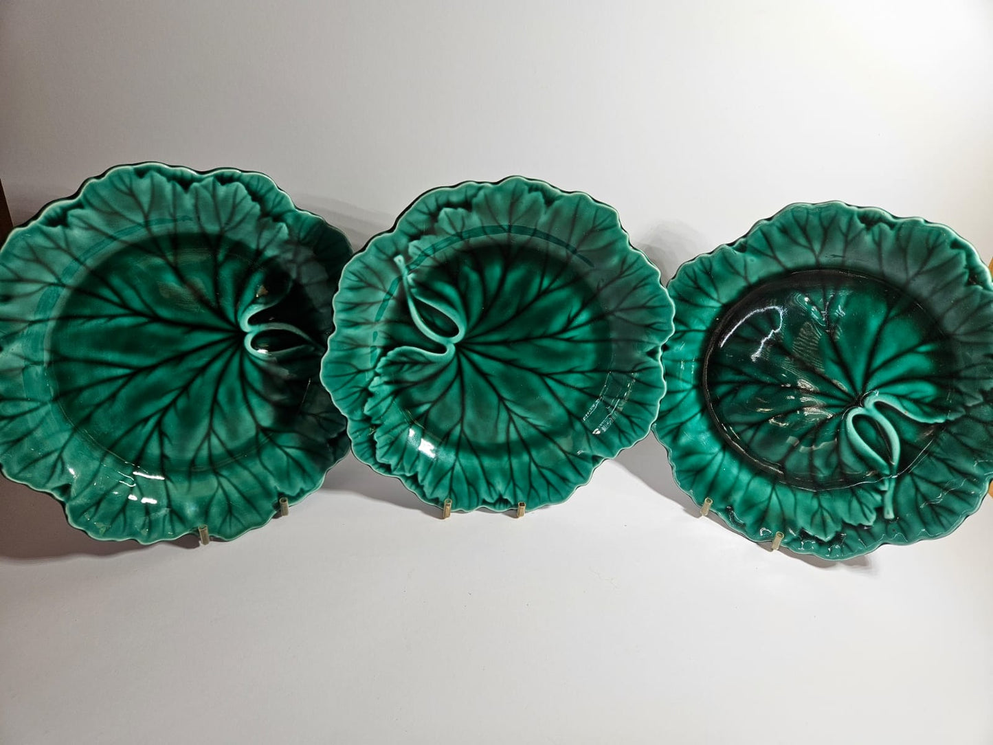 1940s Wedgwood Cabbage Leaf Majolica Plates (3)