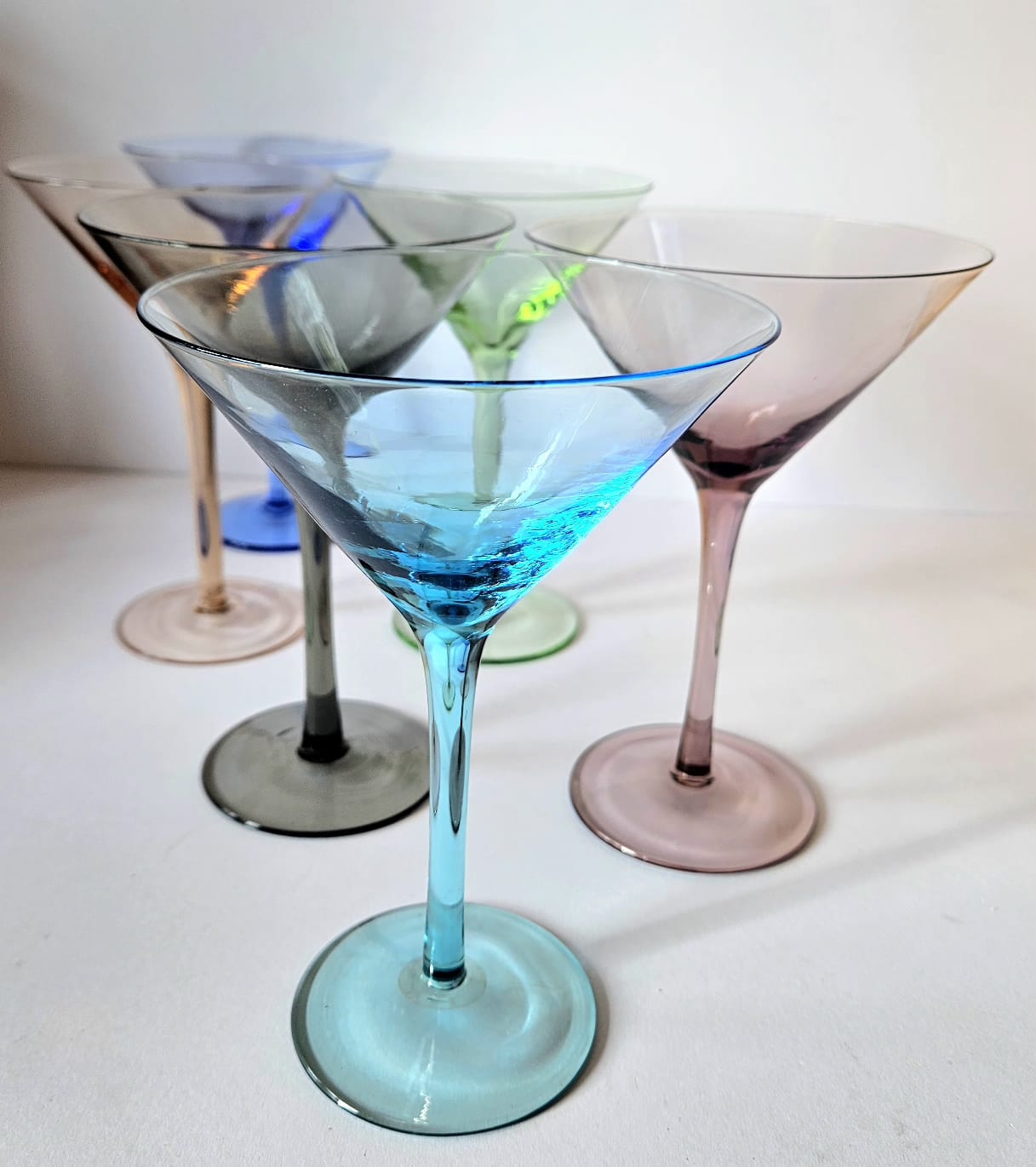 Set of Six Assorted Arlequin Martini Glasses