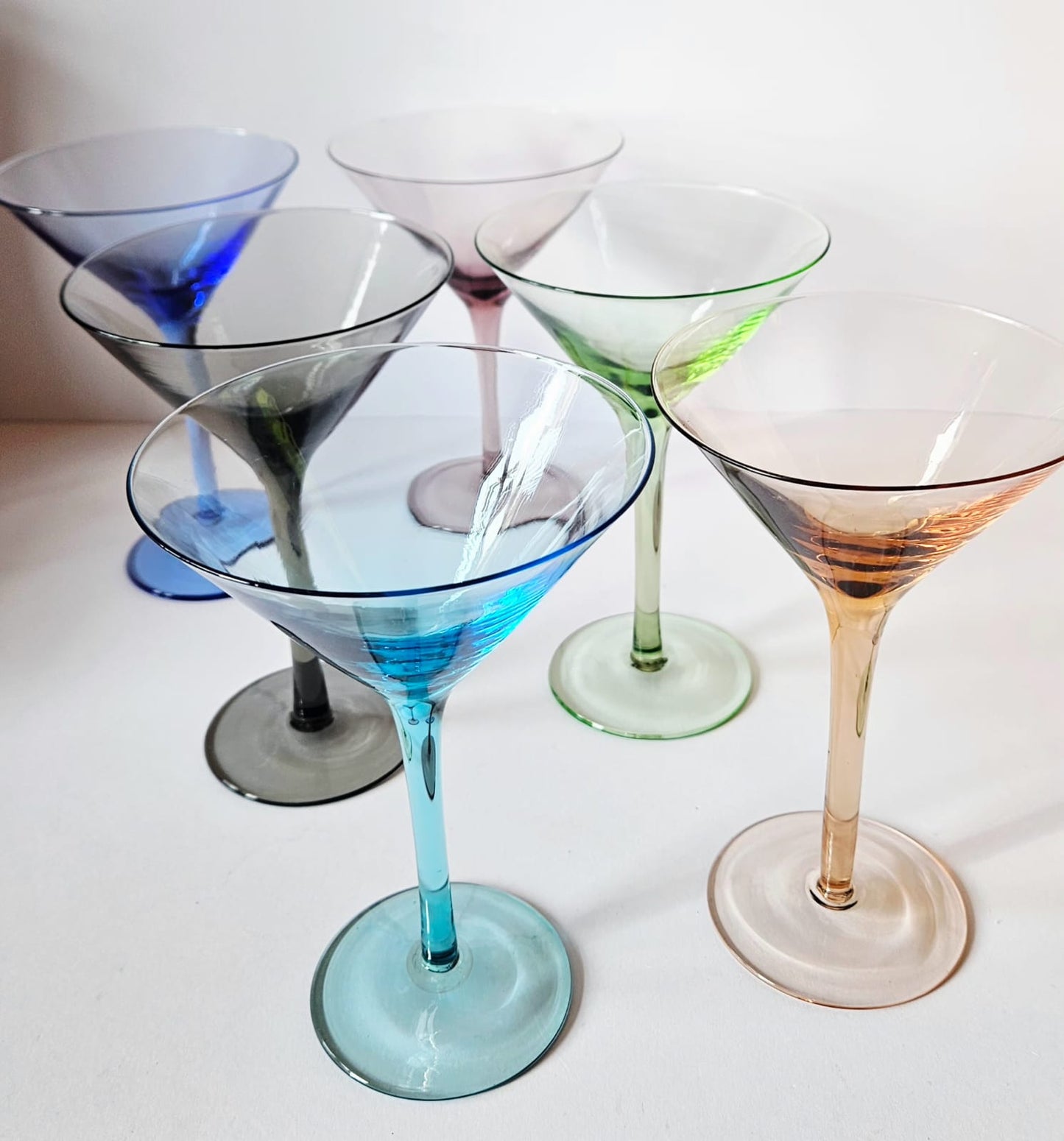 Set of Six Assorted Arlequin Martini Glasses