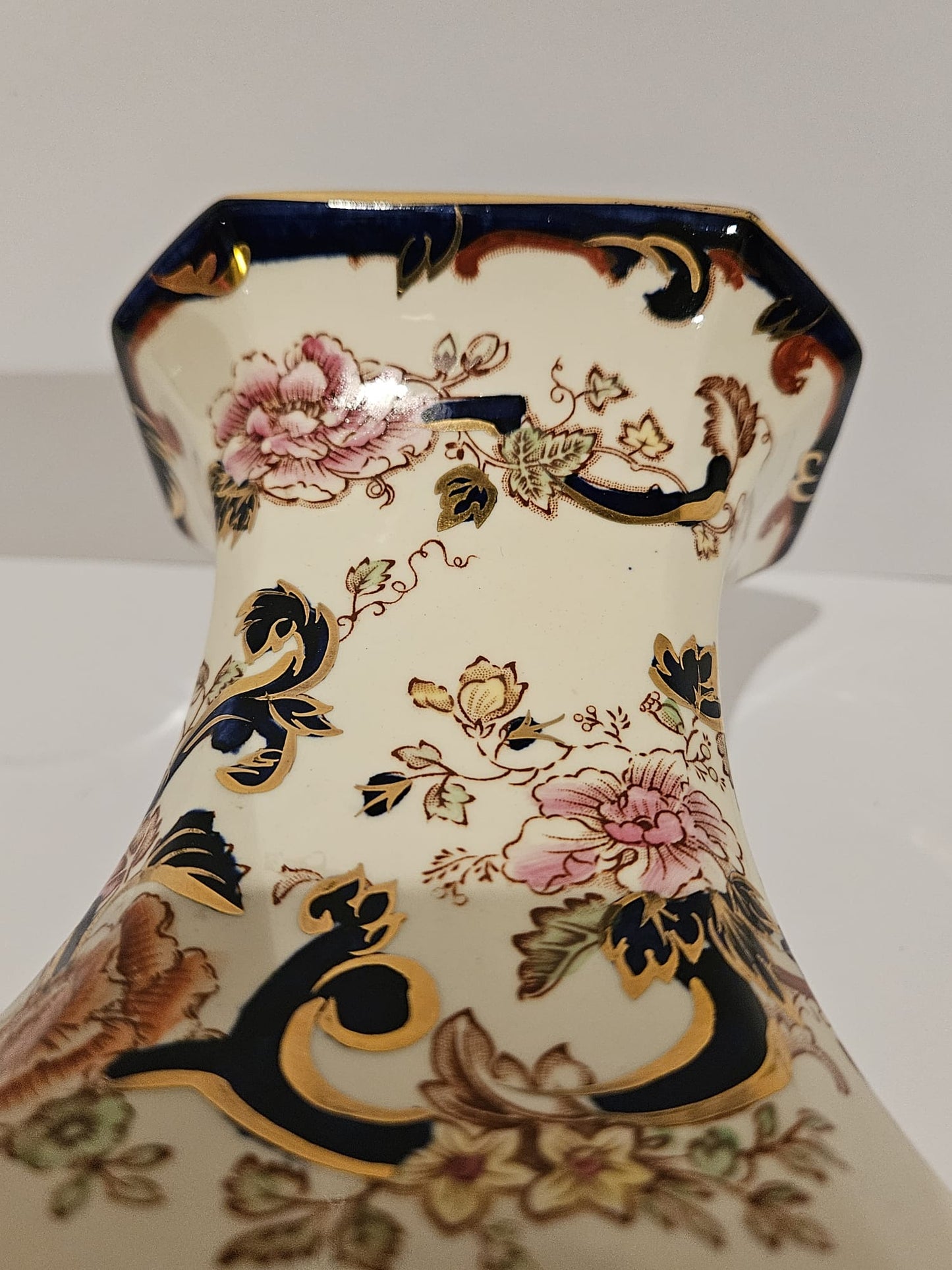 Large Mason's Ironstone Blue "Mandalay" vase c.1940