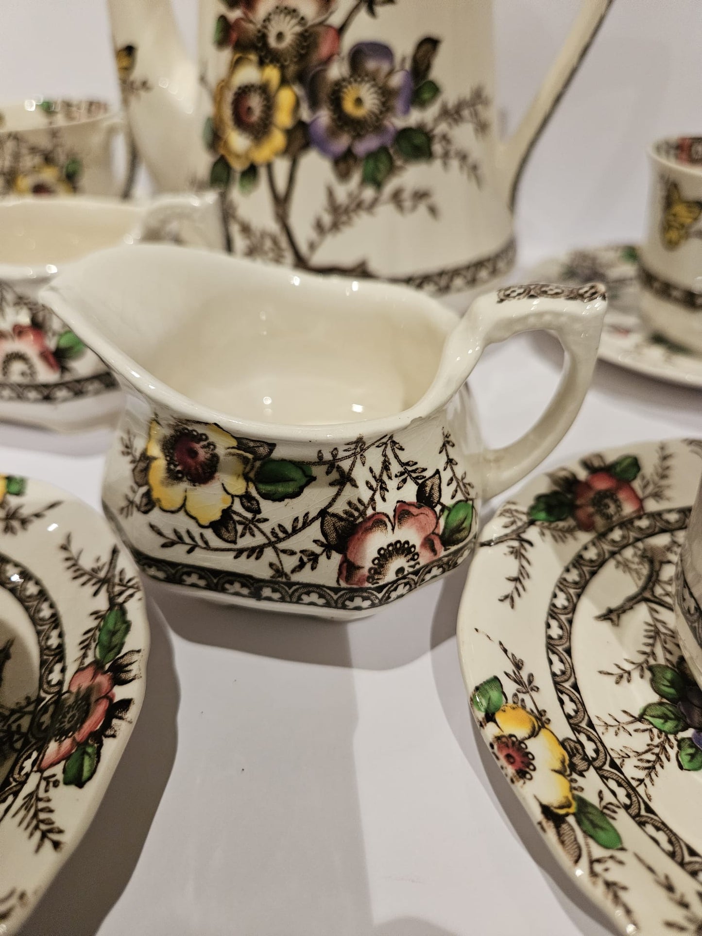 Vintage Rare Alfred Meakin England Medway Decor 14 pc coffee set