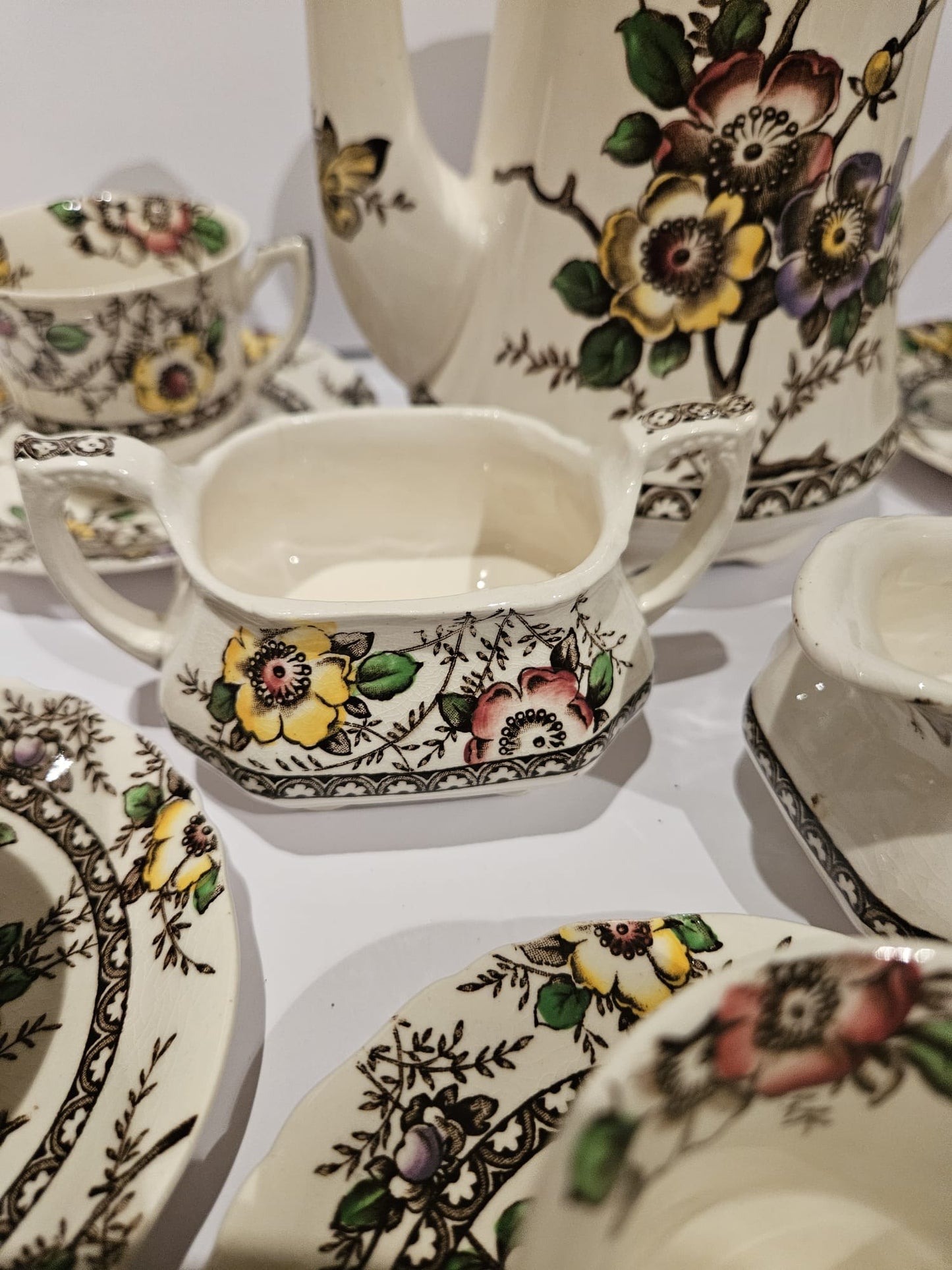 Vintage Rare Alfred Meakin England Medway Decor 14 pc coffee set