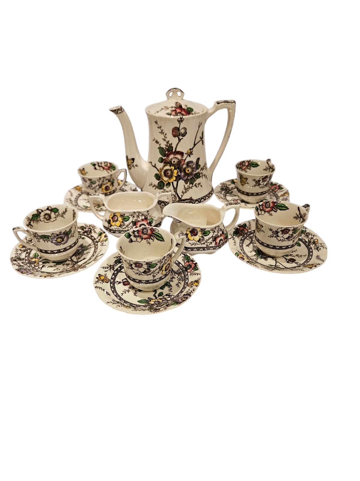 Vintage Rare Alfred Meakin England Medway Decor 14 pc coffee set