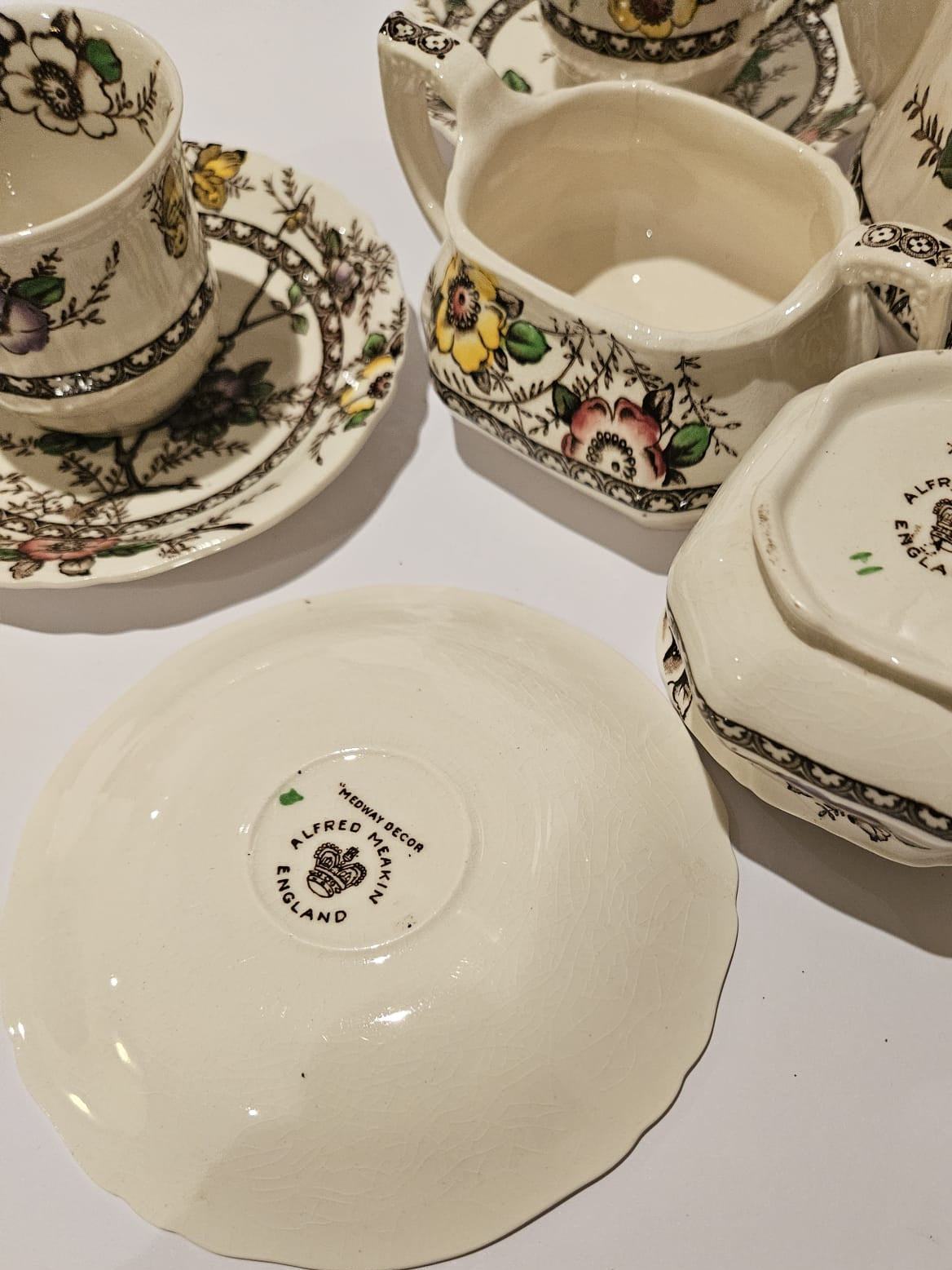 Vintage Rare Alfred Meakin England Medway Decor 14 pc coffee set