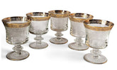 5 x Murano "Medici" etched wine /water glasses with gold rim c.1960