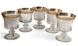 5 x Murano "Medici" etched wine /water glasses with gold rim c.1960