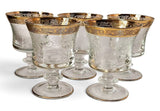 5 x Murano "Medici" etched wine /water glasses with gold rim c.1960