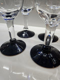Vintage Cobalt Blue hand blown Mexican pitcher and glasses 1980s