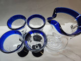 Vintage Cobalt Blue hand blown Mexican pitcher and glasses 1980s