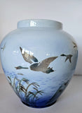 Falcon Ware Pottery Hand Painted Round Vase "Misty Morning" circa 1970s