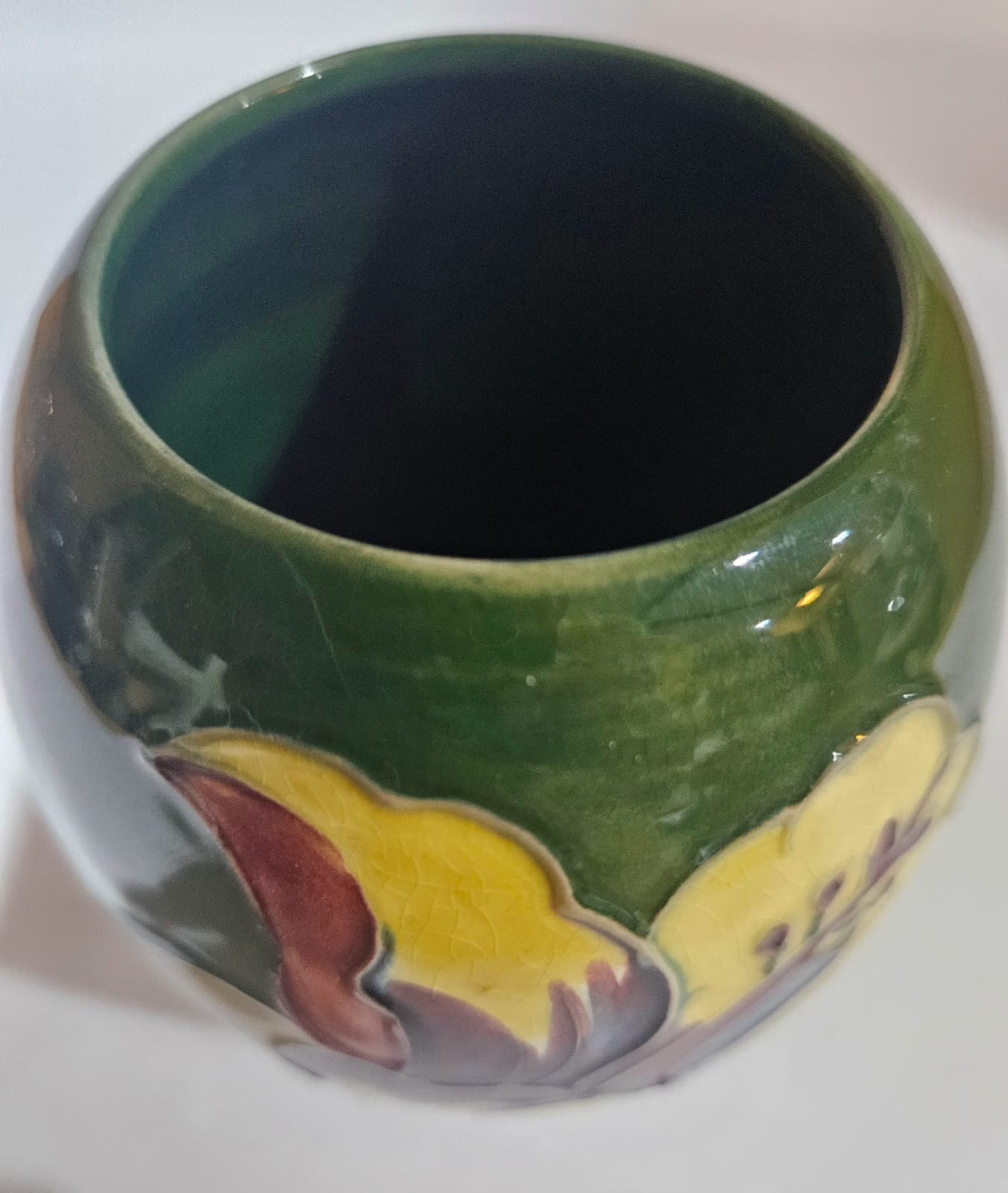 Walter Moorcroft Hibiscus Green vase Shape 102/5