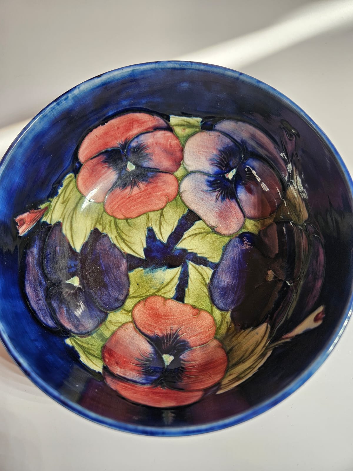 William Moorcroft Pansy Pattern Bowl c1920's