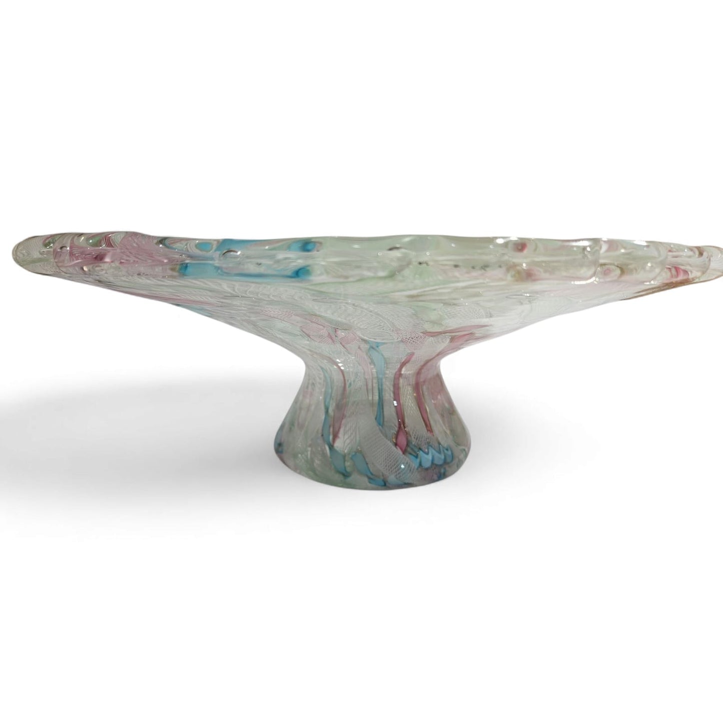 Fratelli Toso Murano glass Tutti Frutti comport Latticino and Zanfirico