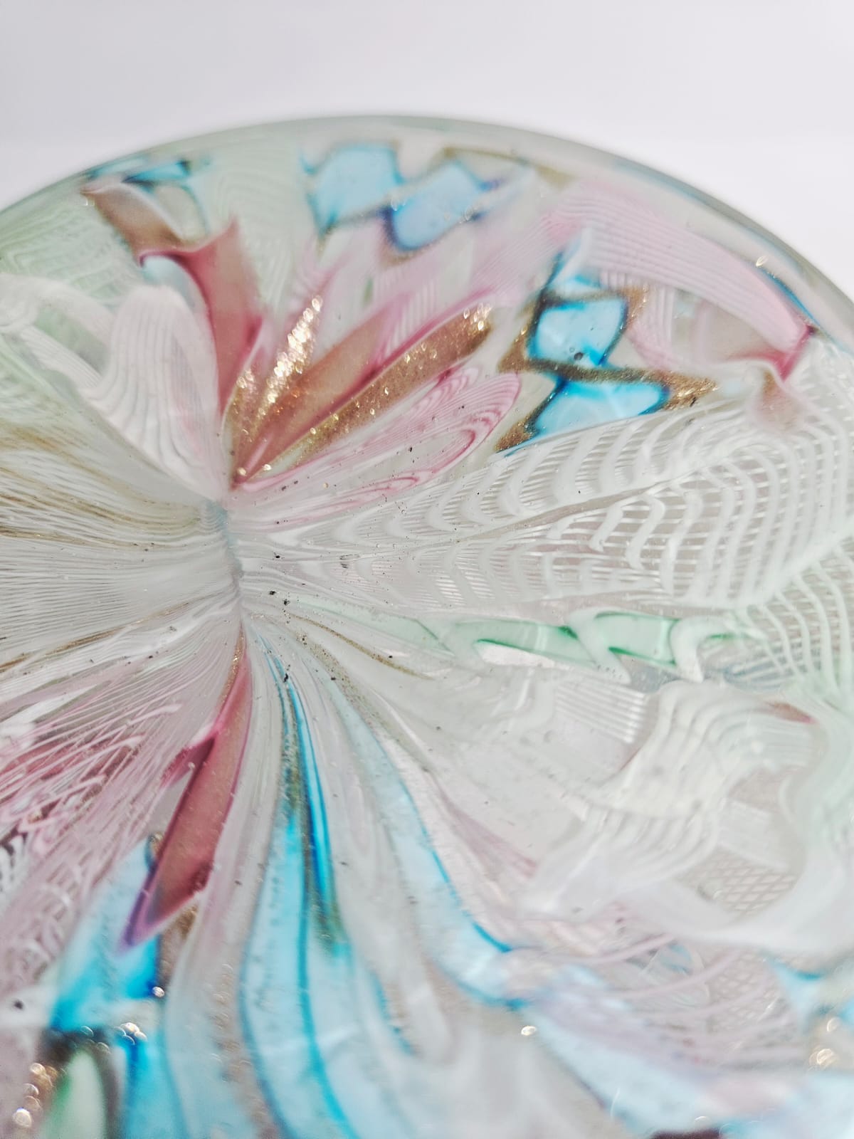 Fratelli Toso Murano glass Tutti Frutti comport Latticino and Zanfirico