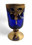 Murano Glass Decanter Set with Six Wine Glasses 24K Gold Leaf - Cobalt Blue
