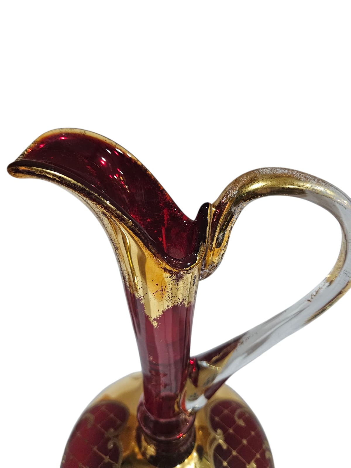 Vintage Murano "Tre Fuochi" Salvadori 24 ct Gold decanter with 6 tall glasses