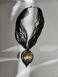 Murano Glass Pendant with 12 strands glass beads necklace by Alessandra Padoan