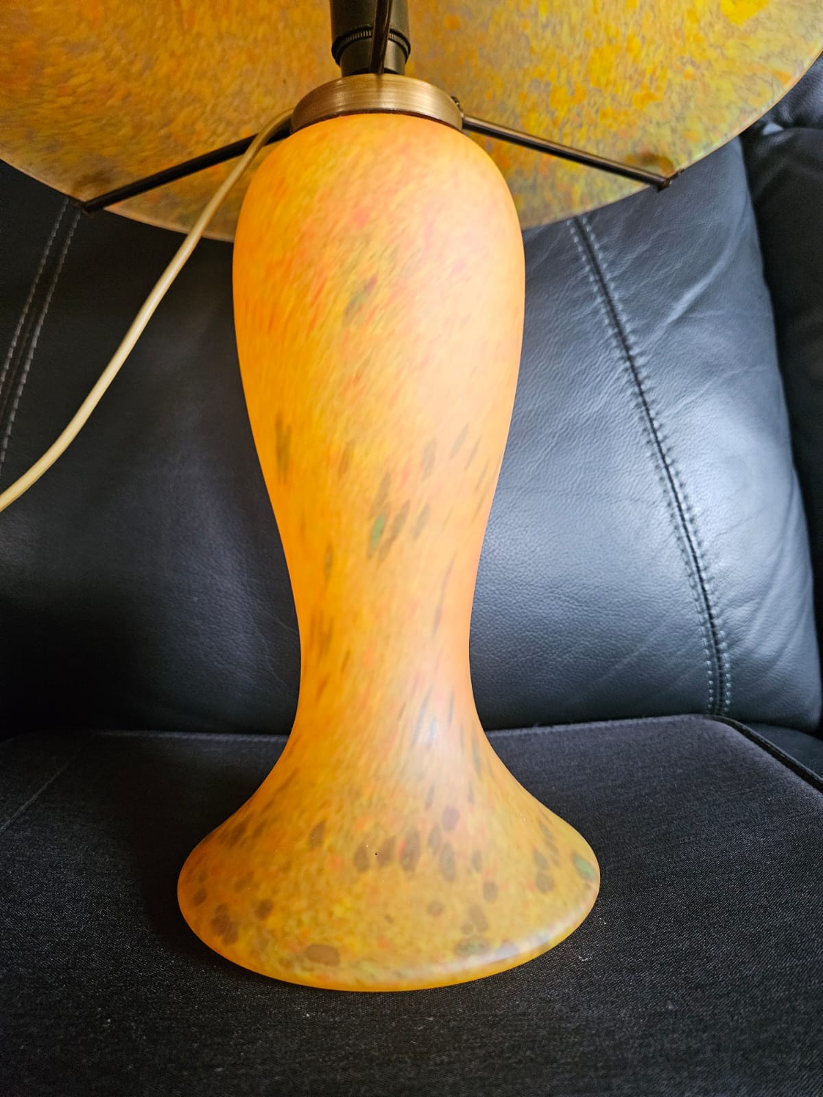 Vintage Orange "Pate de Verre" Mushroom Lamp Art Deco