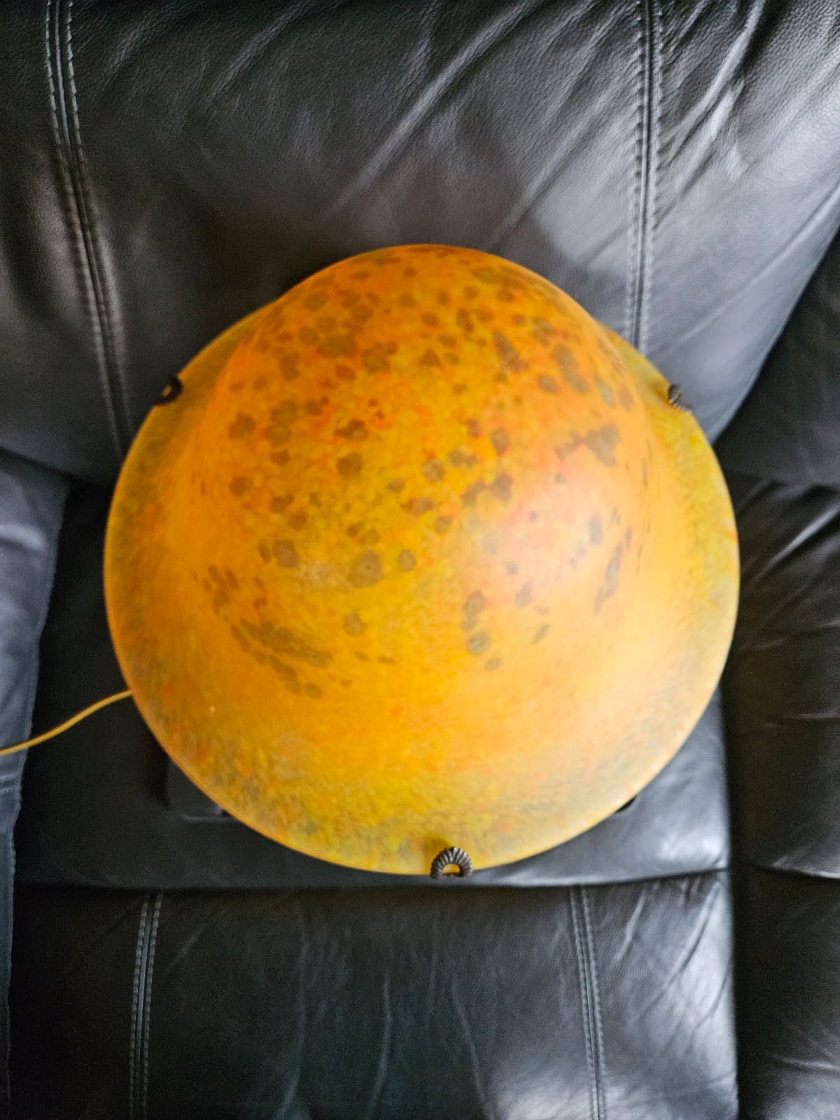 Vintage Orange "Pate de Verre" Mushroom Lamp Art Deco