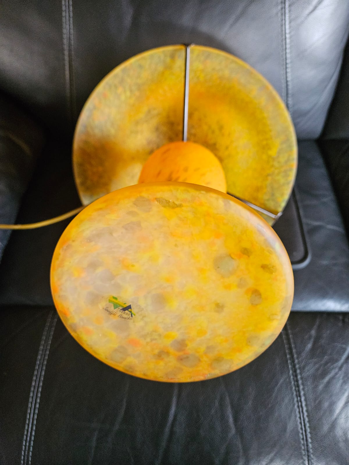 Vintage Orange "Pate de Verre" Mushroom Lamp Art Deco