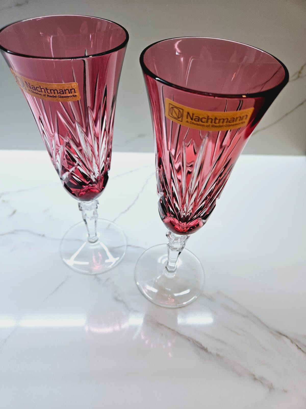 2 x Nachmann Champagne flutes Nierstein line c.1980