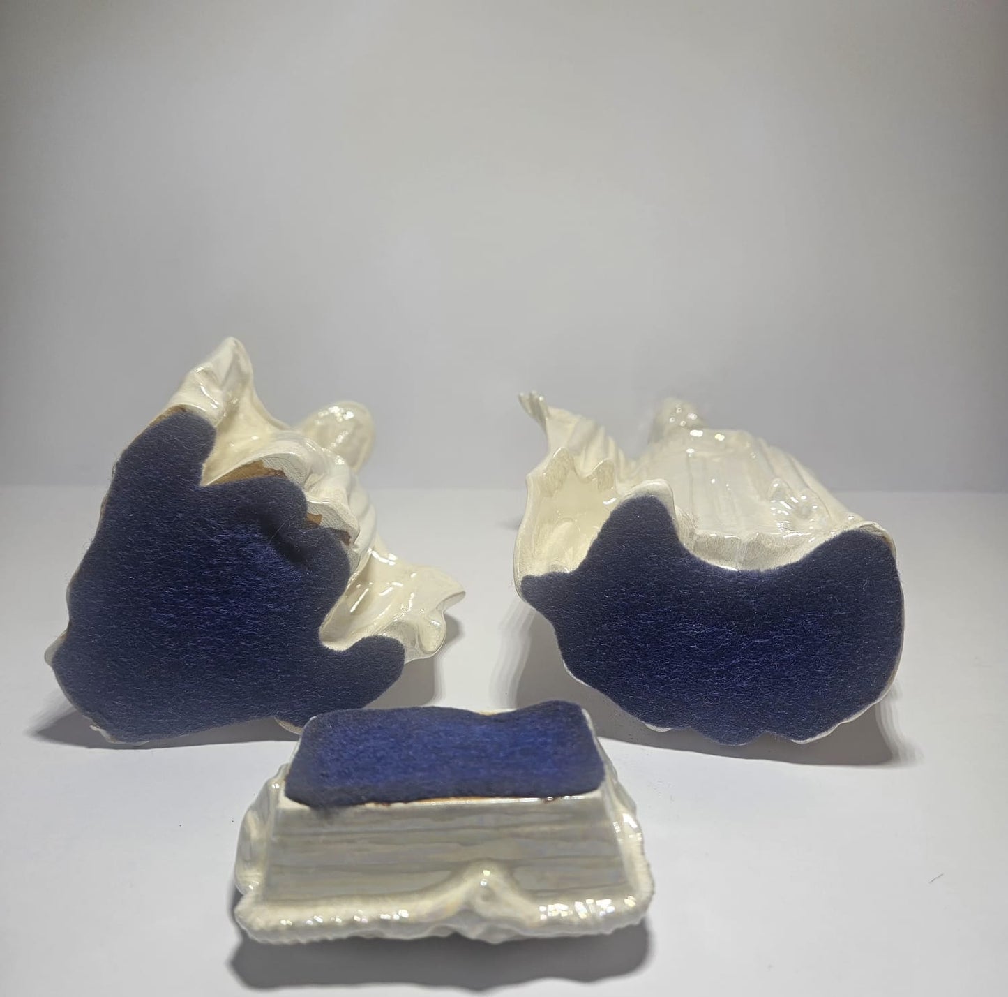 Vintage Iridescent Ceramic Nativity Scene Jesus,Joseph and Marie c1930