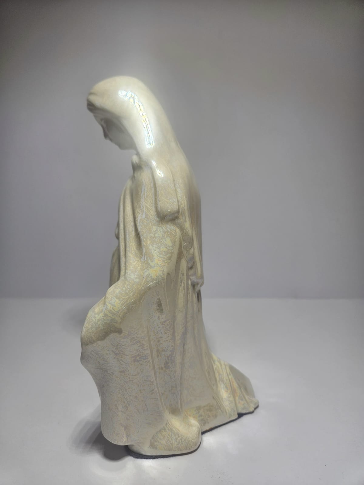 Vintage Iridescent Ceramic Nativity Scene Jesus,Joseph and Marie c1930