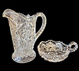 Vintage EAPG Imperial Ohio glass Pitcher Cosmos Hobstar La Rochelle 474 c.1920