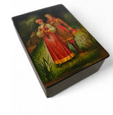 Rare 6" (15cm) Vintage 1980s Russian Fedoskino Hand-Painted Lacquer Box