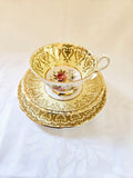 Paragon By "Appointment to Her Majesty The Queen" Pale Yellow Tea-set trio with Rose and Fruit