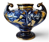 Large Phoenix Ware twin handles vase Thomas Forester and Son-Cobalt Blue & gold