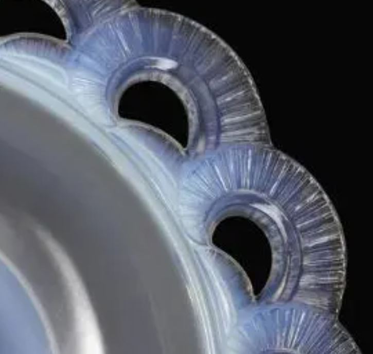Art Deco Opalescent Glass Charger signed Pierre D' Avesn for Lalique 18637
