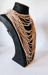 Vintage Pink Boho Multi Strand Bead Waterfall Necklace