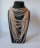 Vintage Pink Boho Multi Strand Bead Waterfall Necklace