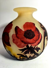 Magnificent Muller Freres Luneville acid-etched Poppies Vase Circa 1920